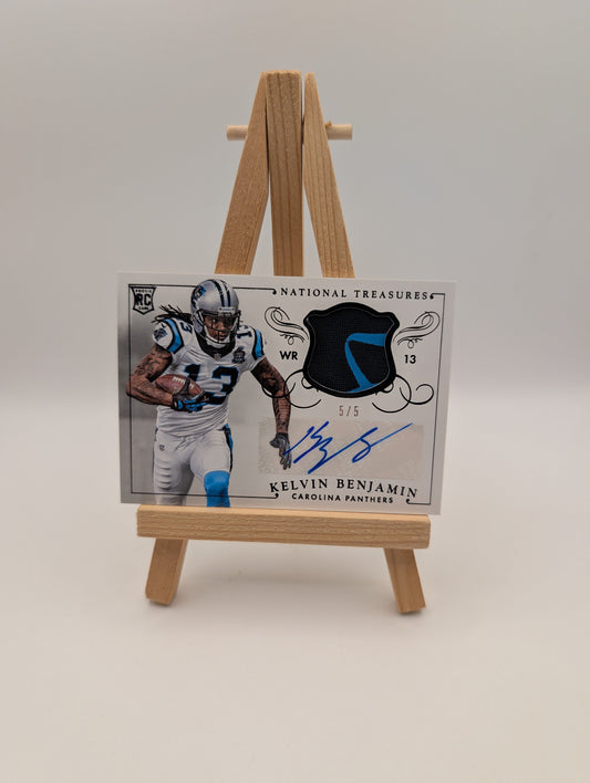 2014 National Treasures Kelvin Benjamin Rookie Patch Auto 5/5 Gloves NFL FRENLY BRICKS - Open 7 Days