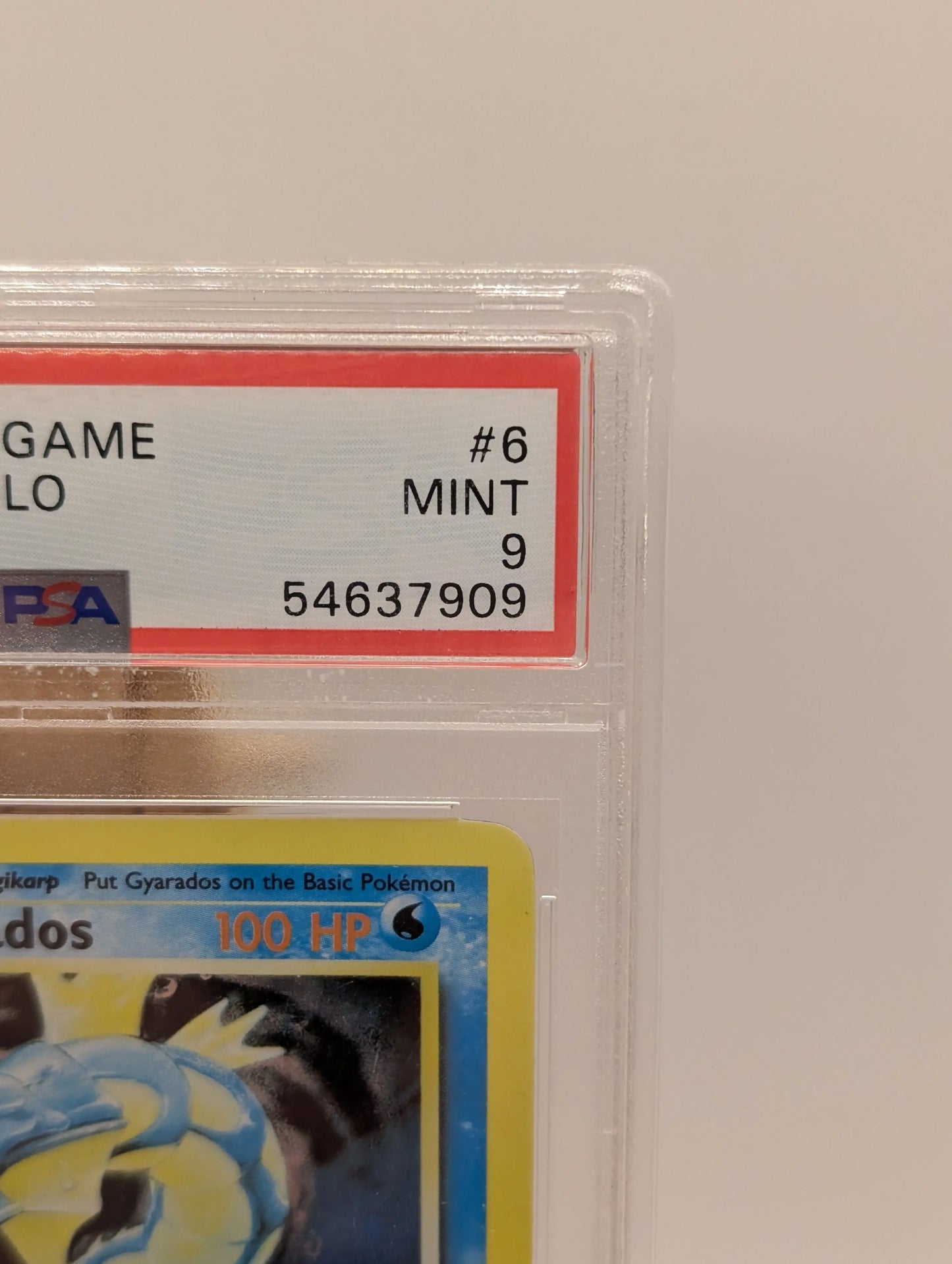 PSA 9 MINT Gyarados 6/102 Base Set Rare Holo Pokemon Card WOTC 1999 FADED FRENLY BRICKS - Open 7 Days