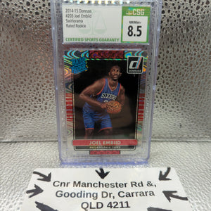 2014-15 Donruss #203 Joel Embiid Swirlorama RATED ROOKIE CSG 8.5 FRENLY BRICKS - Open 7 Days