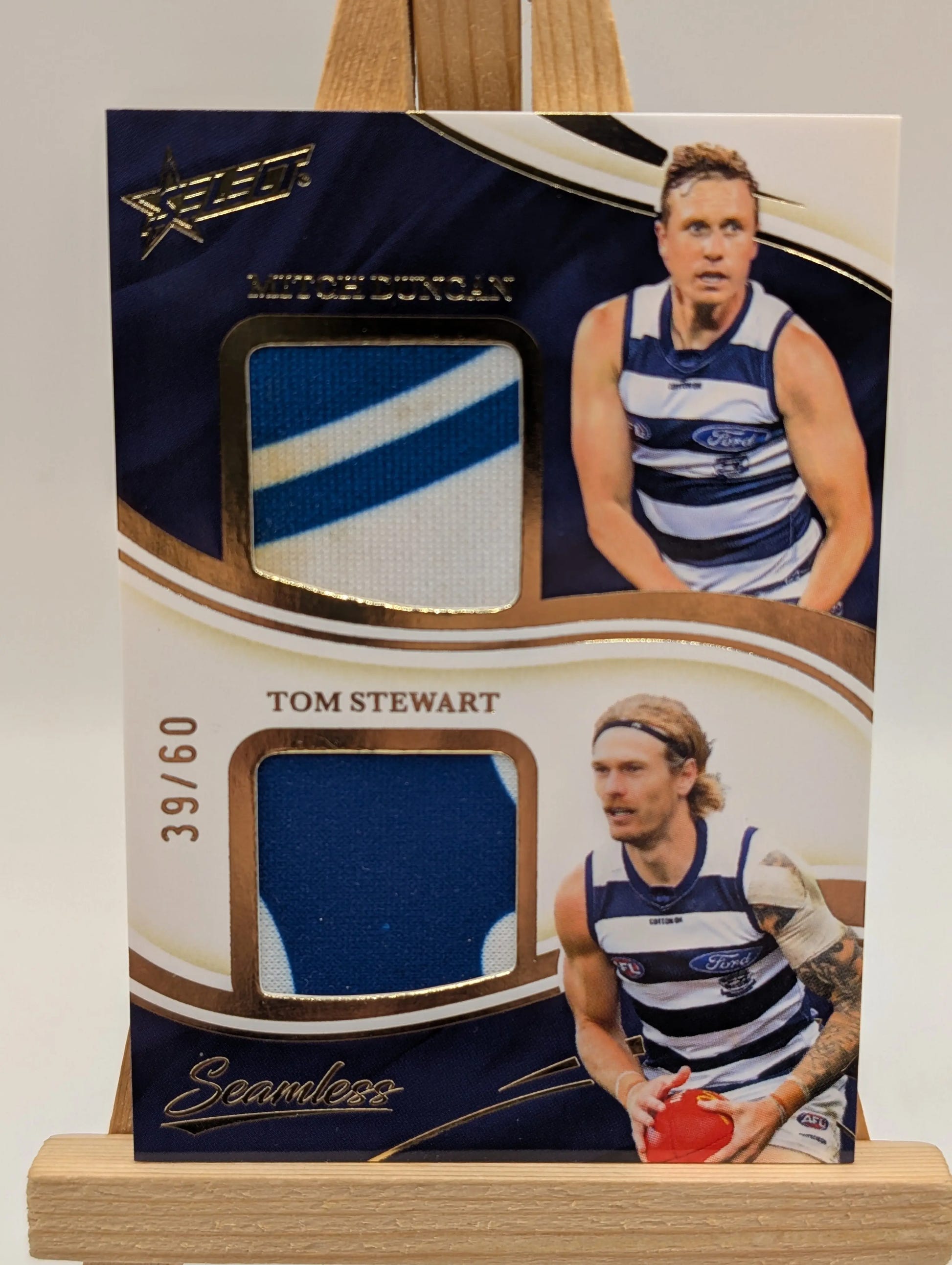 2025 Select Seamless Mitch Duncan Tom Stewart Dual Patch /60 Geelong FRENLY BRICKS - Open 7 Days image 2