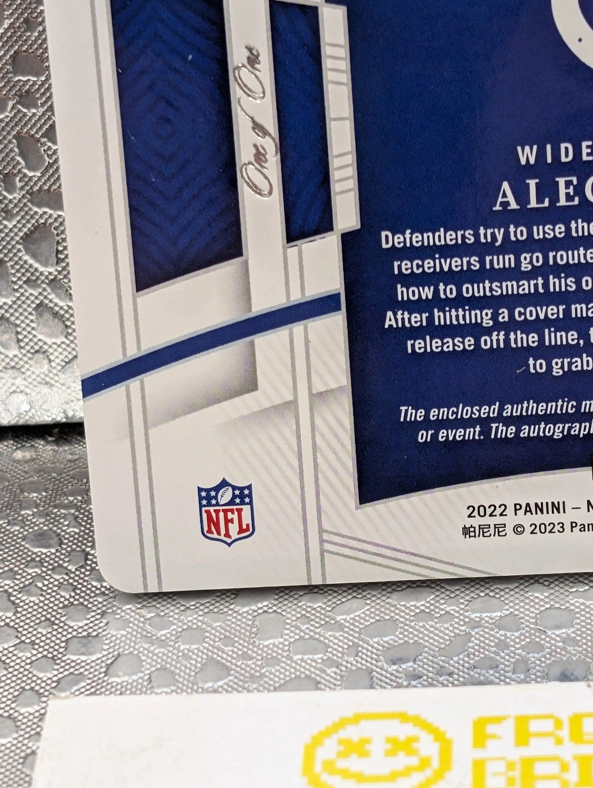 2022 Panini National Treasures NFL ALEC PIERCE 1/1 one of one Patch Auto FRENLY BRICKS - Open 7 Days