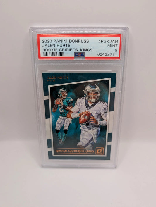 Jalen Hurts (RC) PSA 9 2020 Donruss - Rookie Gridiron Kings SUPER BOWL MVP FRENLY BRICKS - Open 7 Days