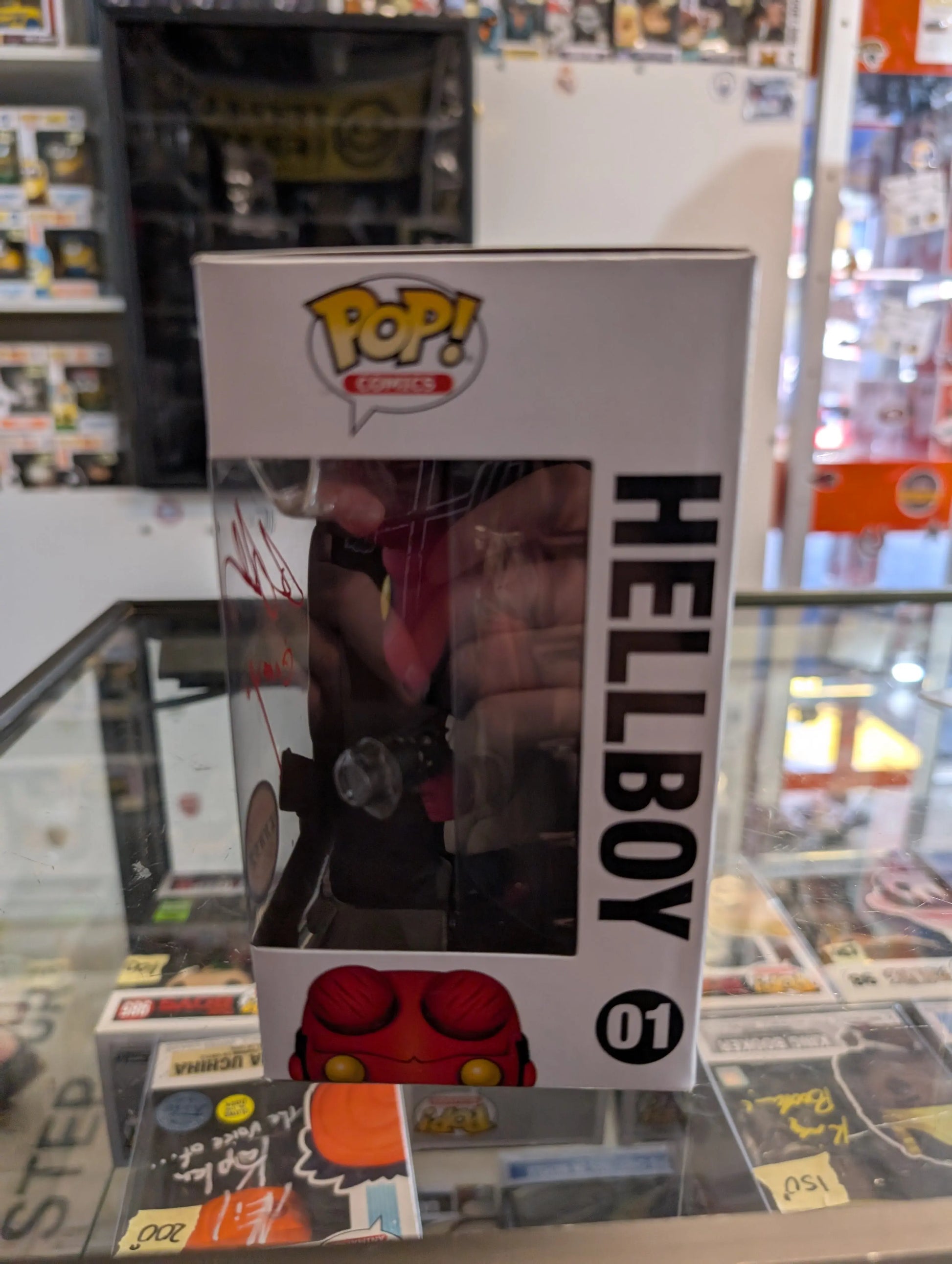 Funko POP! Comics - Hellboy Vinyl Figure - HELLBOY (Horns) #01 *Chase* signed no coa FRENLY BRICKS - Open 7 Days