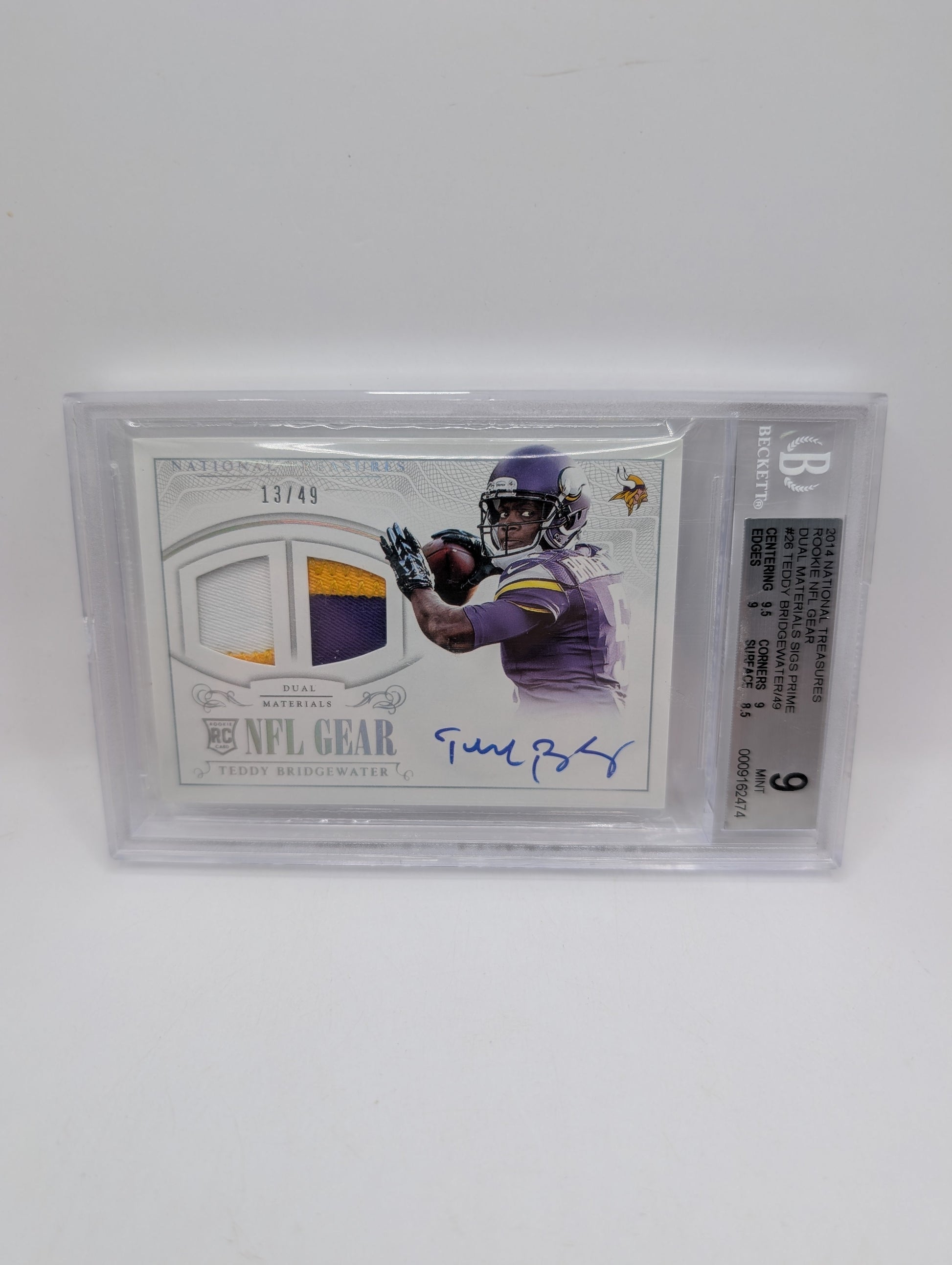 2014 National Treasures Teddy Bridgewater RPA RC NFL Gear Dual Materials /99 BGS 9 FRENLY BRICKS - Open 7 Days