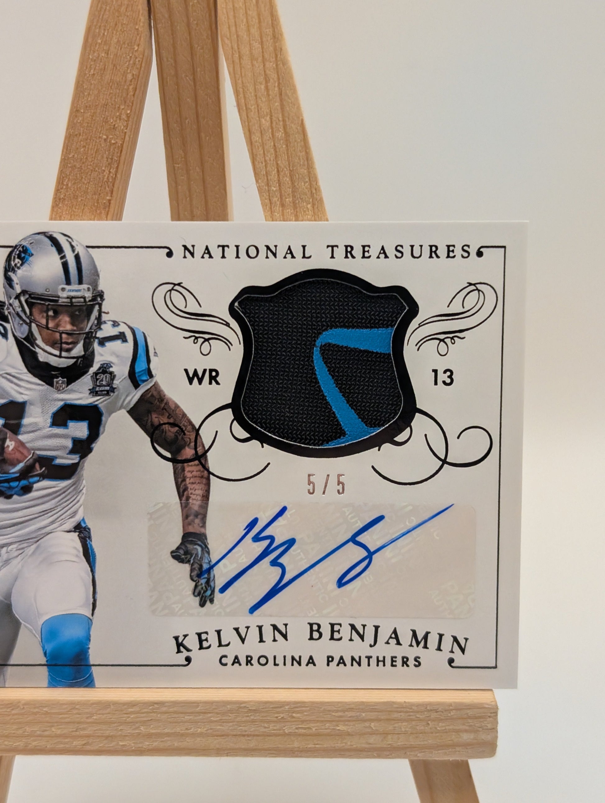 2014 National Treasures Kelvin Benjamin Rookie Patch Auto 5/5 Gloves NFL FRENLY BRICKS - Open 7 Days