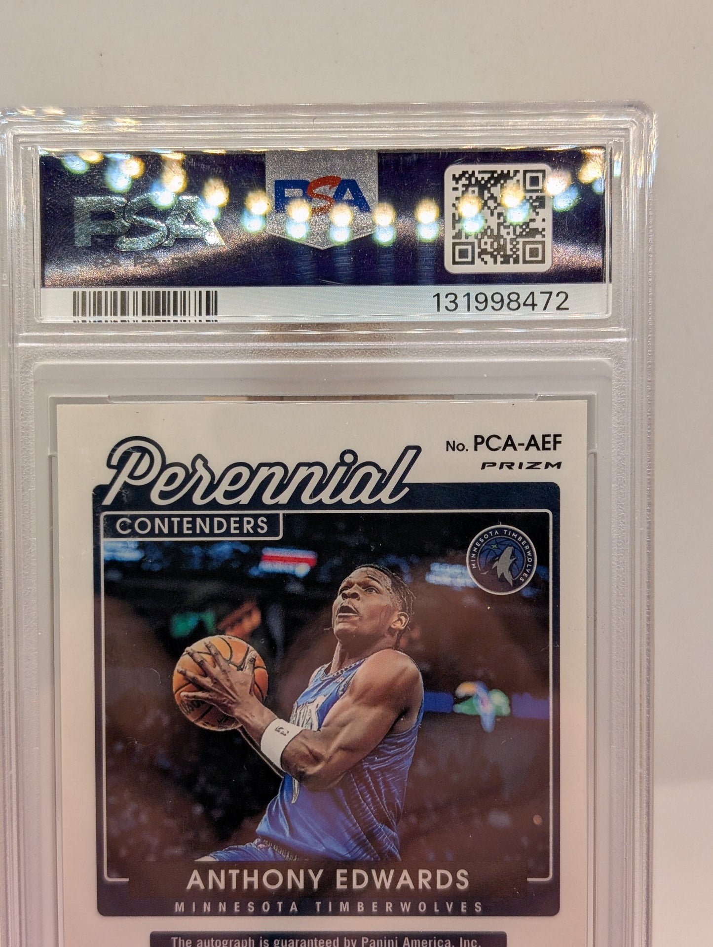 2021-22 Contenders Optic Perennial Contenders Autograph Blue Anthony Edwards /75 PSA 8 FRENLY BRICKS - Open 7 Days