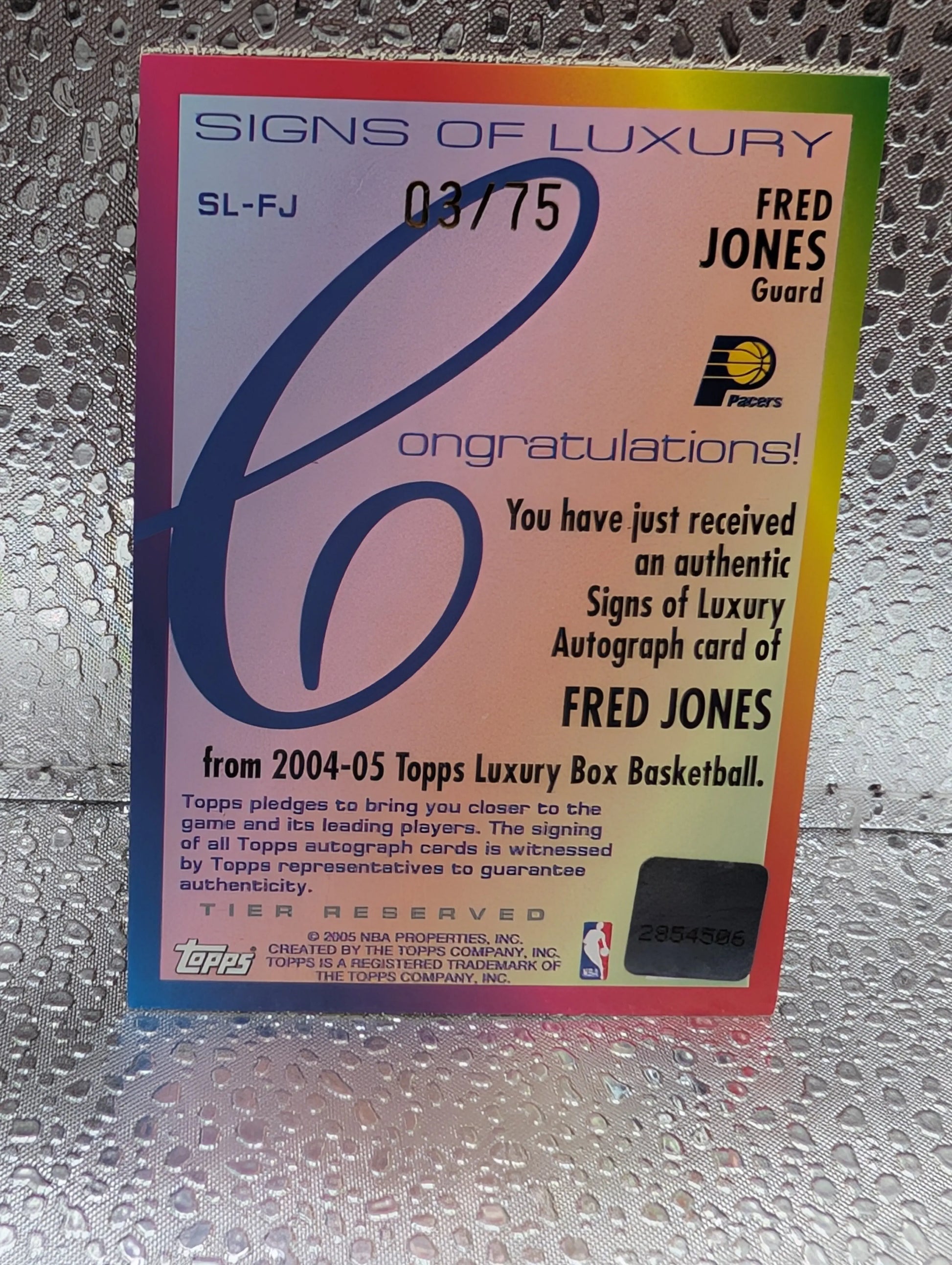 Fred Jones-Pacers-2004-05 Luxury Box Signs of Luxury Autograph #SL-FJ /75 FRENLY BRICKS - Open 7 Days