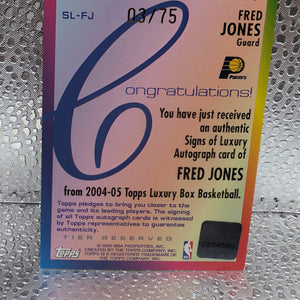 Fred Jones-Pacers-2004-05 Luxury Box Signs of Luxury Autograph #SL-FJ /75 FRENLY BRICKS - Open 7 Days