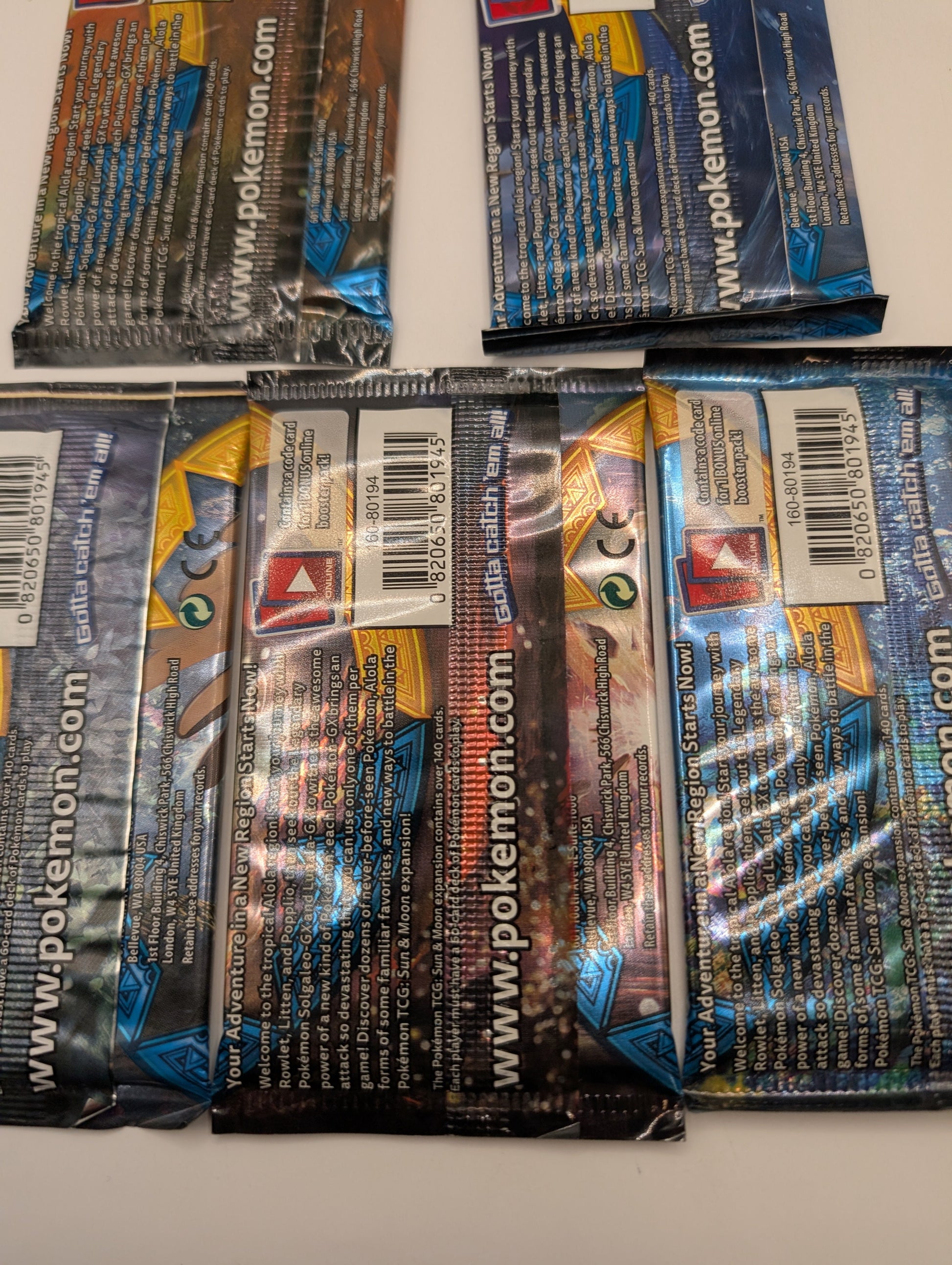 Art Set Of 5 Pokémon TCG: Sun and Moon Base Set Booster Packs Factory Sealed FRENLY BRICKS - Open 7 Days