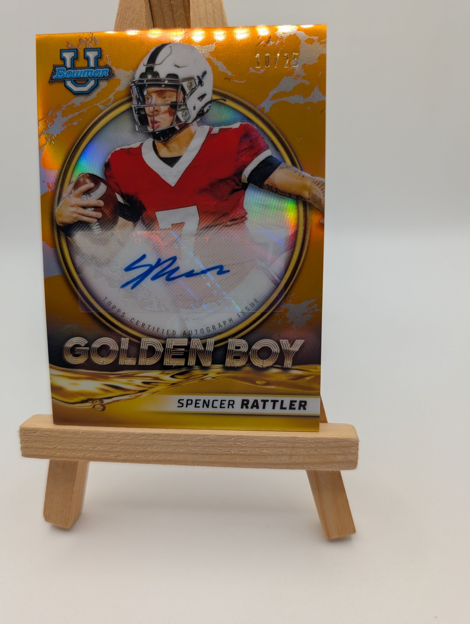 SPENCER RATTLER 2021 Bowman University Golden Boy Auto ORANGE REFRACTOR /25 RARE FRENLY BRICKS - Open 7 Days