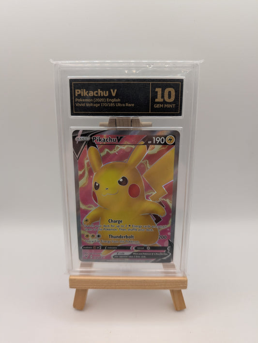 2020 POKEMON SWORD & SHIELD VIVID #170 FULL ART/PIKACHU V Graded 10 FRENLY BRICKS - Open 7 Days