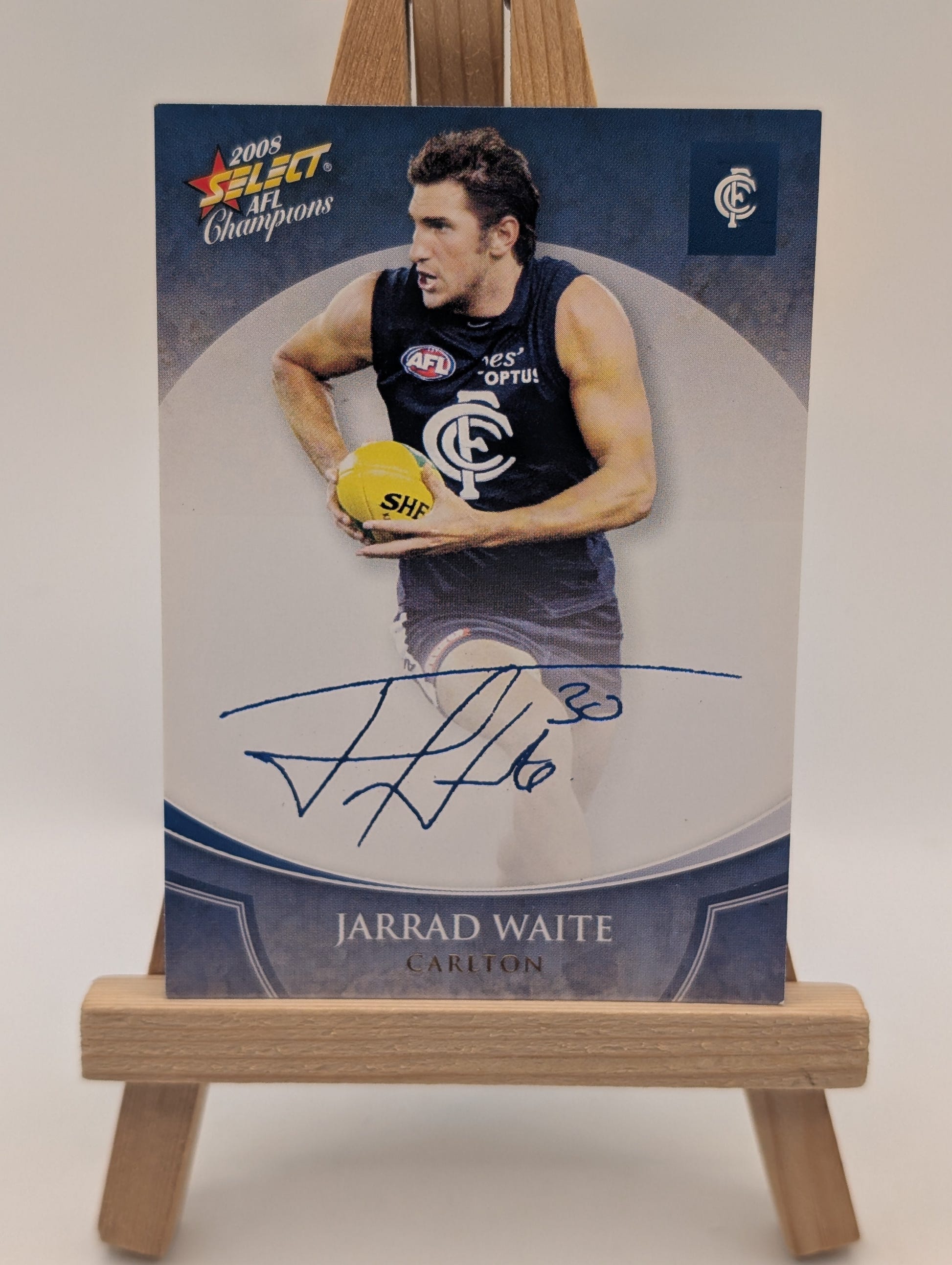 2008 AFL SELECT CHAMPIONS BLUE FOIL SIGNATURE - FS18 Jarrad WAITE (CARLTON) FRENLY BRICKS - Open 7 Days image 2