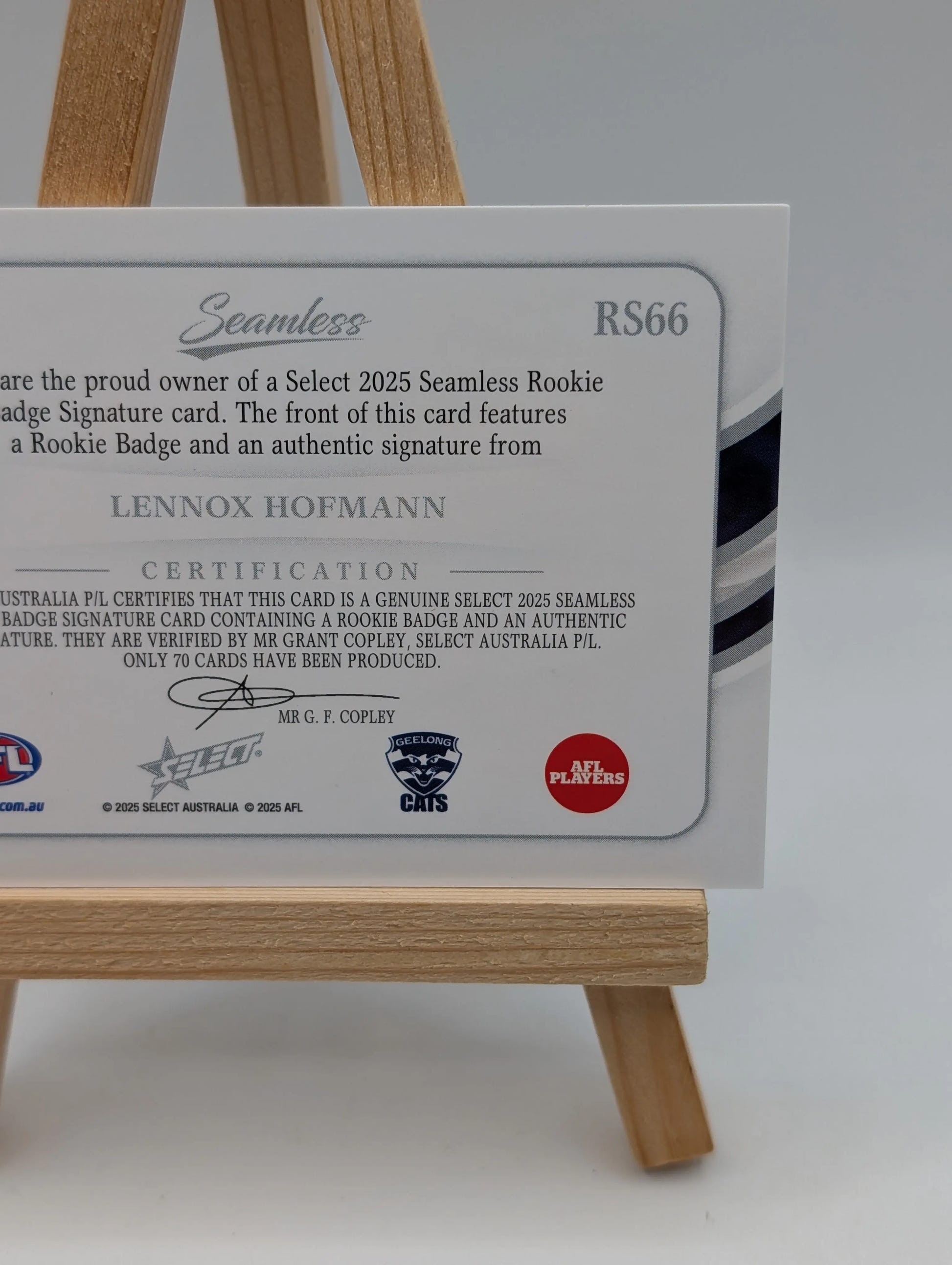 Lennox Hofmann Rookie Badge Signature Seamless Select /70 AFL 2025 Geelong FRENLY BRICKS - Open 7 Days image 9