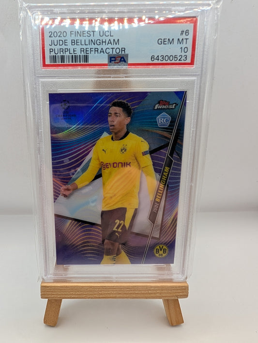 Jude Bellingham 2020 Topps Finest Rookie Card *PURPLE REFRACTOR* /250 PSA 10 FRENLY BRICKS - Open 7 Days