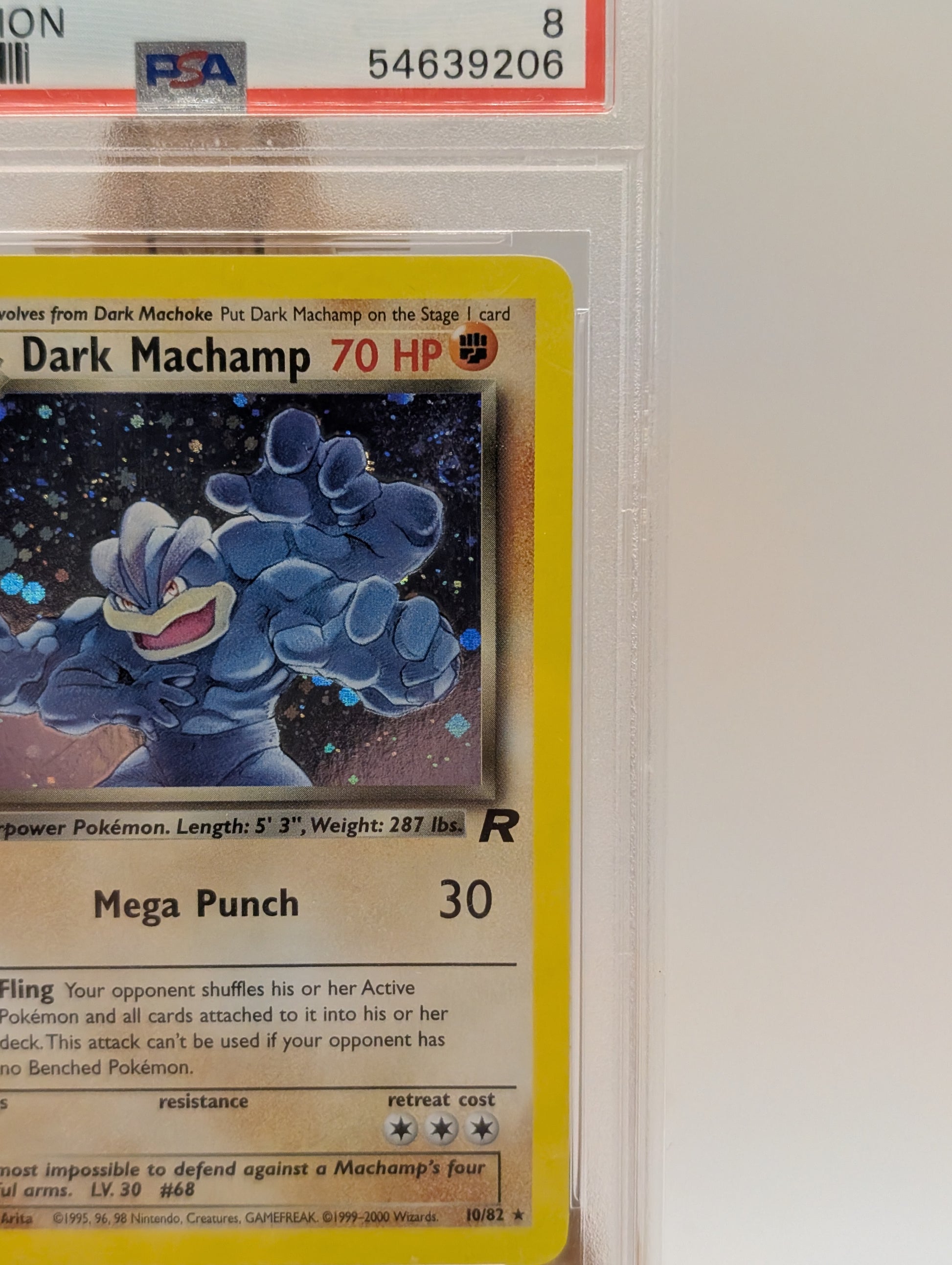 2000 POKEMON TEAM ROCKET Card DARK MACHAMP -HOLO 10/82  1ST EDITION  PSA 8