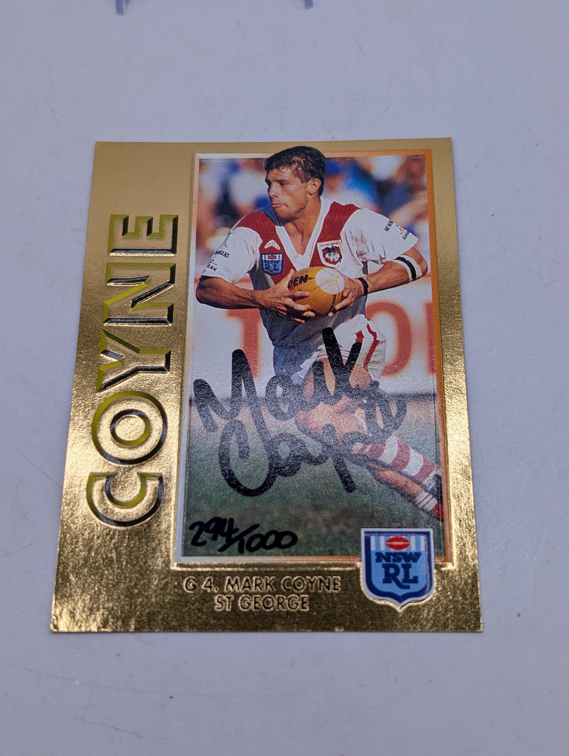 Mark Coyne Gold Signature Card #294/1000 Numbered NSW RL FRENLY BRICKS - Open 7 Days