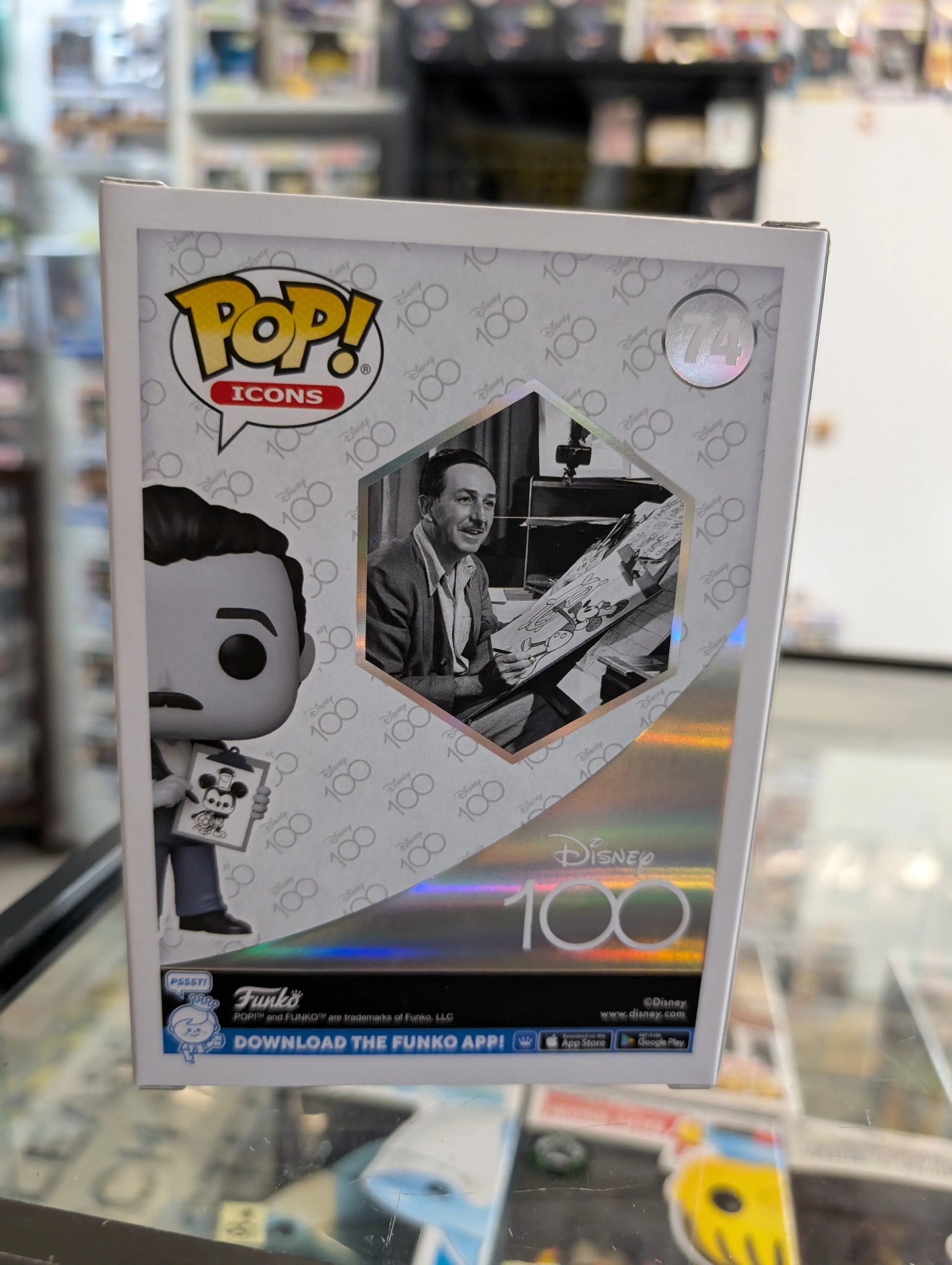 Disney 100th - Walt Disney with drawing Pop! Vinyl Funko #74 FRENLY BRICKS - Open 7 Days