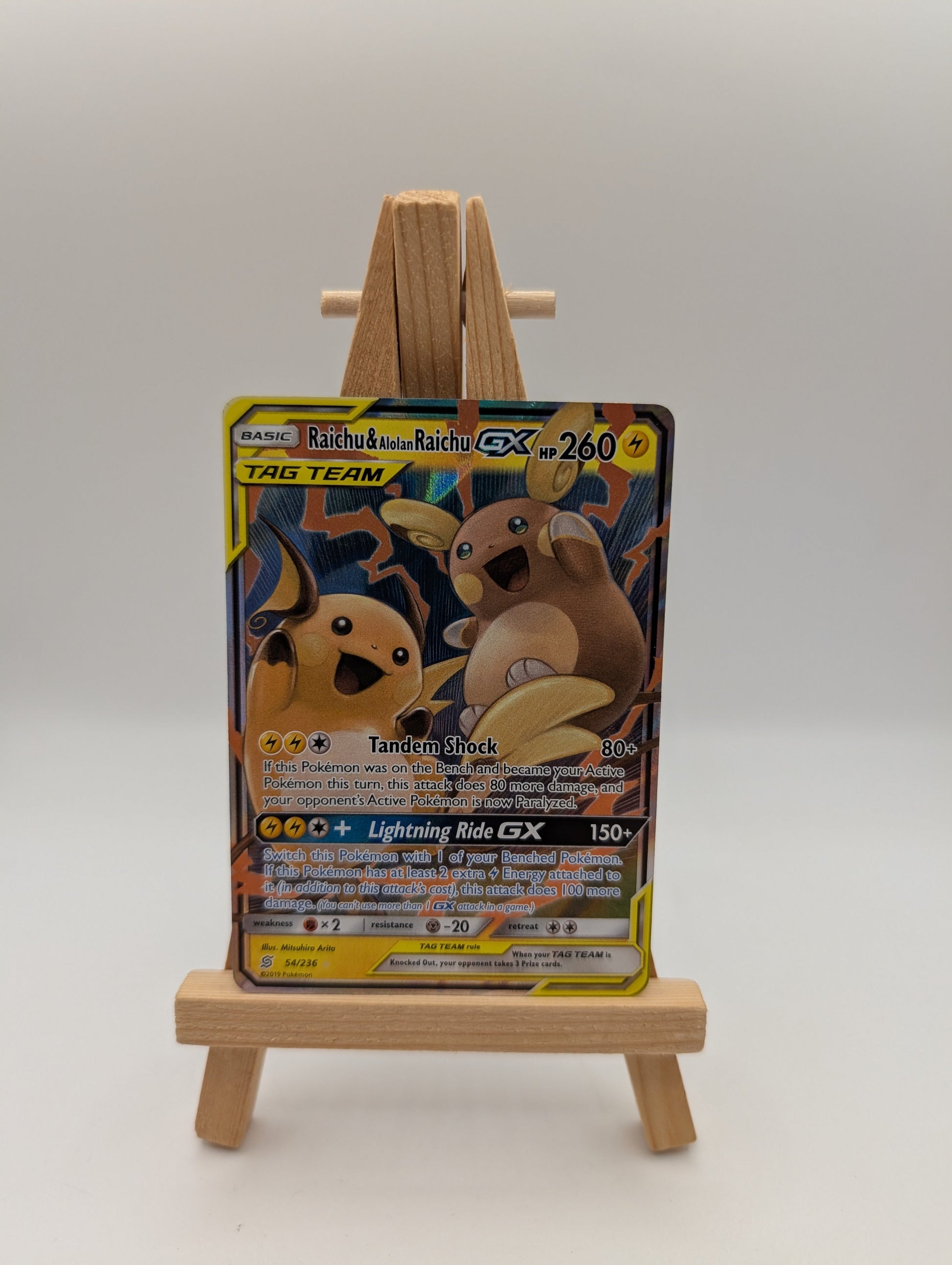 Pokemon Card Raichu & Alolan Raichu GX 54/236 Tag Team NM FRENLY BRICKS - Open 7 Days