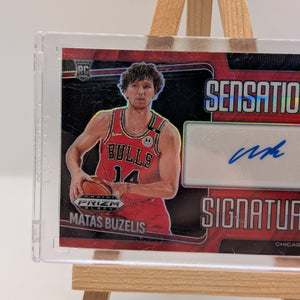 MATAS BUZELIS 2024-25 PRIZM BLACK SENSATIONAL ROOKIE RED RC AUTO /99 FRENLY BRICKS - Open 7 Days