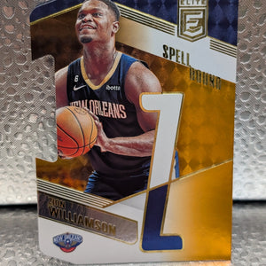 ZION WILLIAMSON 2022-23 DONRUSS ELITE SPELL BOUND ORANGE DIE-CUT LETTER 