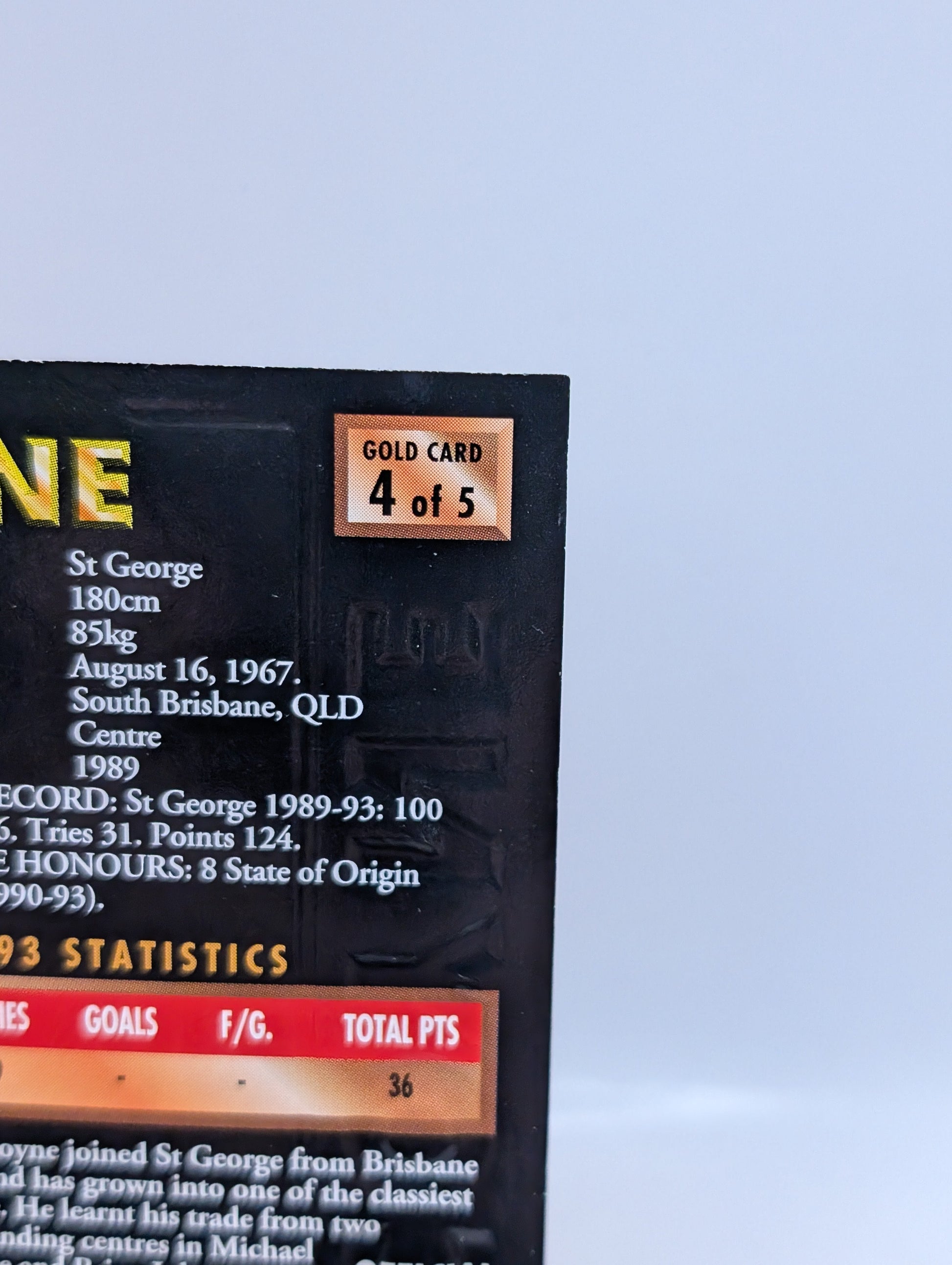 Mark Coyne Gold Signature Card #294/1000 Numbered NSW RL FRENLY BRICKS - Open 7 Days