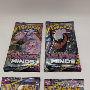 POKEMON TCG SUN & MOON UNIFIED MINDS - 4x Booster Packs - Art Set Factory Sealed FRENLY BRICKS - Open 7 Days