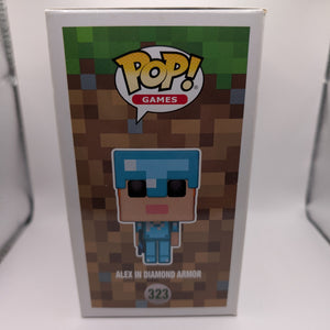 Funko Pop!  Minecraft - Alex In Diamond Armor # 323 2018 vaulted FRENLY BRICKS - Open 7 Days