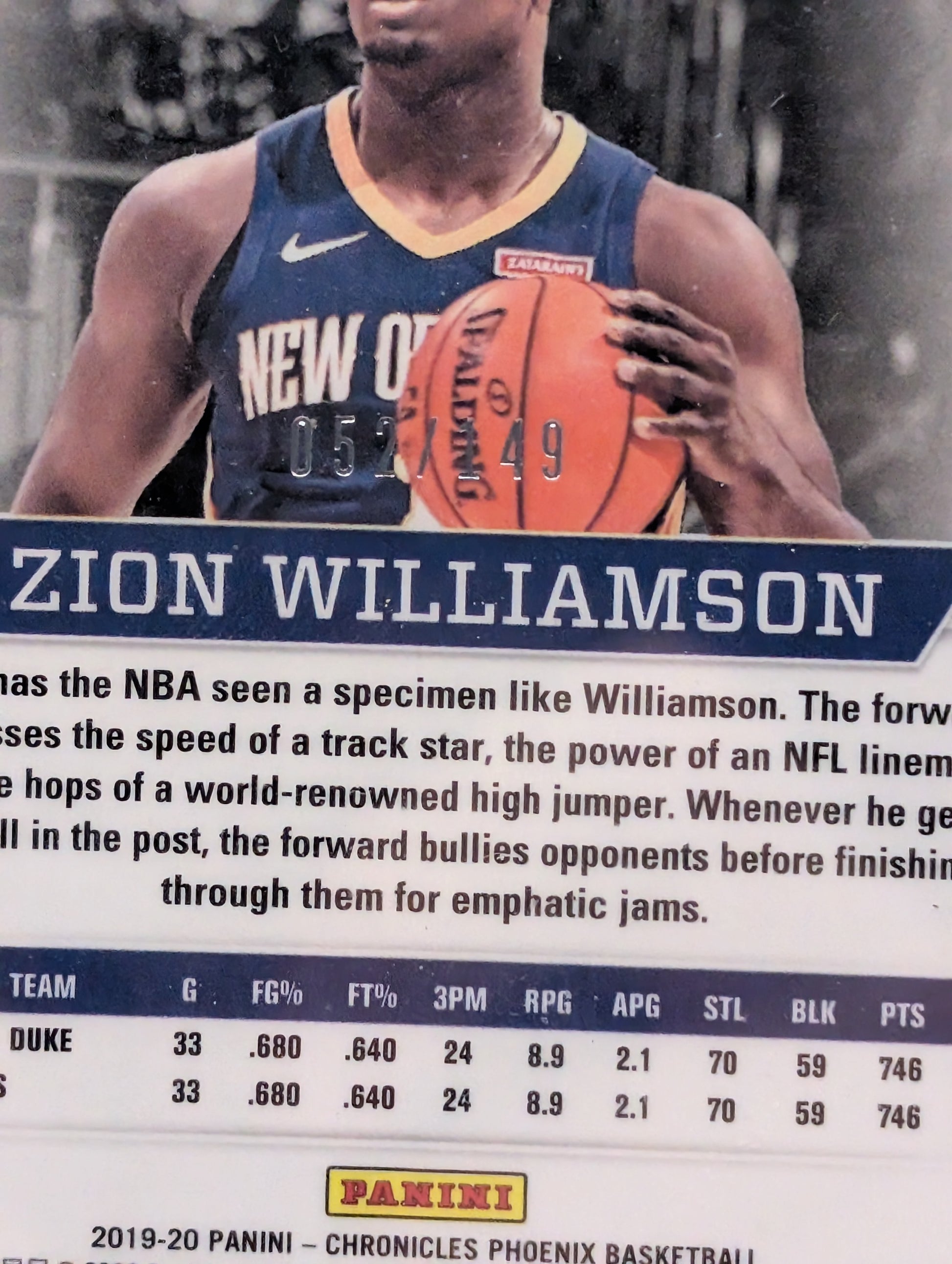 2019-20 Panini Chronicles Phoenix Red /149 Zion Williamson #570 Rookie RC BGS 9