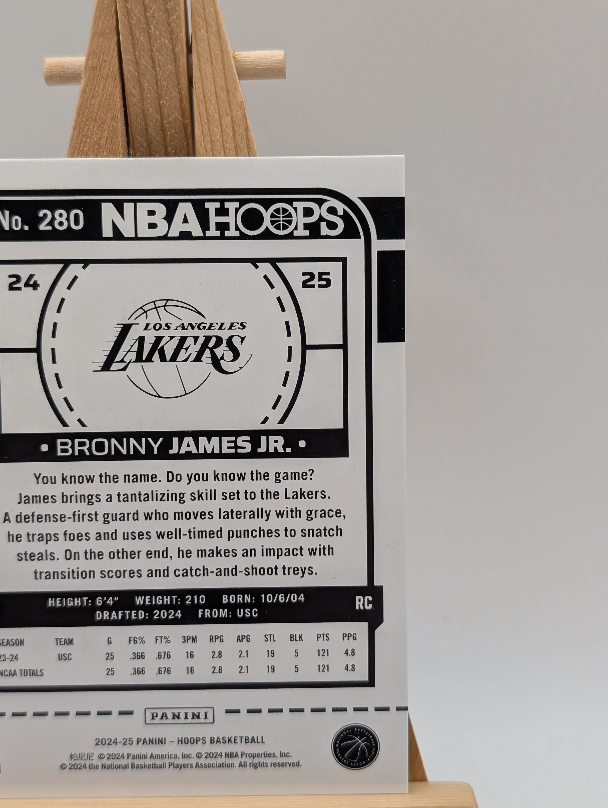2024-25 BRONNY JAMES JR /99 PANINI HOOPS ROOKIE RC #280