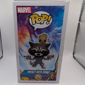MARVEL COLLECTOR CORPS EXCLUSIVE - ROCKET WITH GROOT Funko Pop (#211) FRENLY BRICKS - Open 7 Days