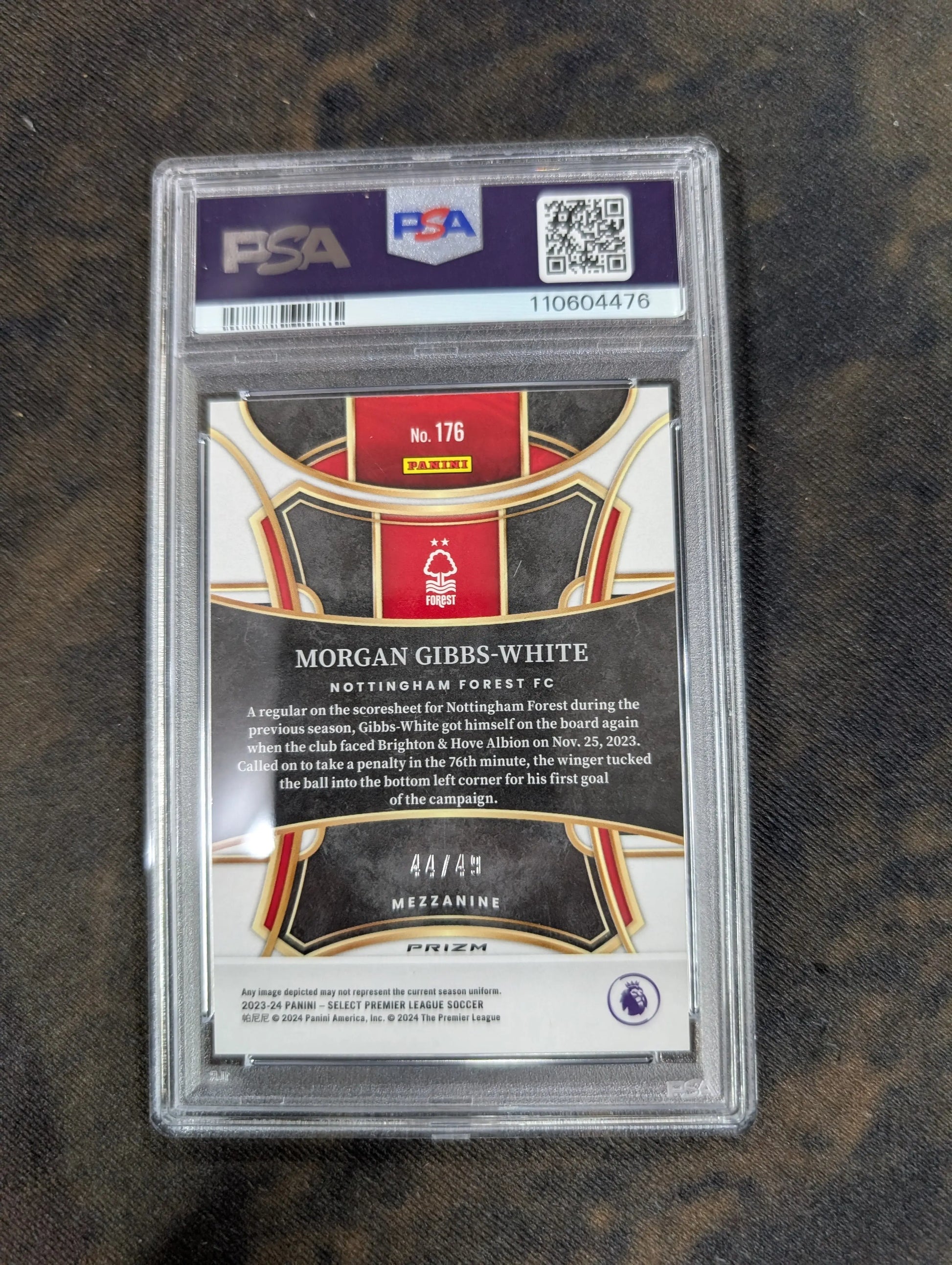 2023-24 Select TIE DYE Morgan Gibbs-White #176 /49 PSA 10 FRENLY BRICKS - Open 7 Days