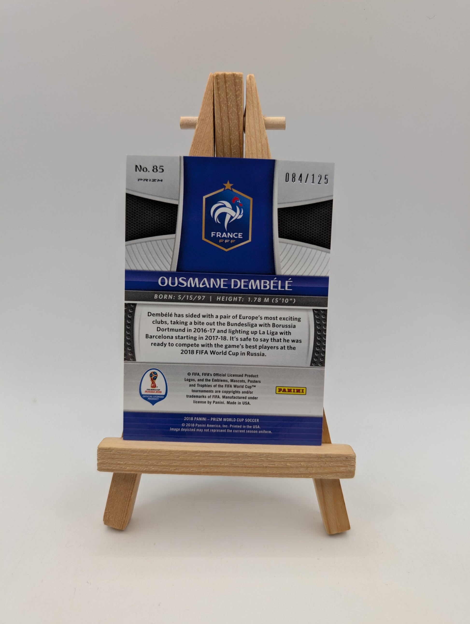 2018 Panini Prizm World Cup #85 Ousmane Dembele Light Blue Lazer #/125 France
