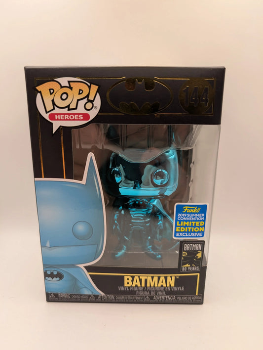 Batman 144 Blue Chrome 2019 Summer Con 80 Years DC Funko Pop Vinyl FRENLY BRICKS - Open 7 Days
