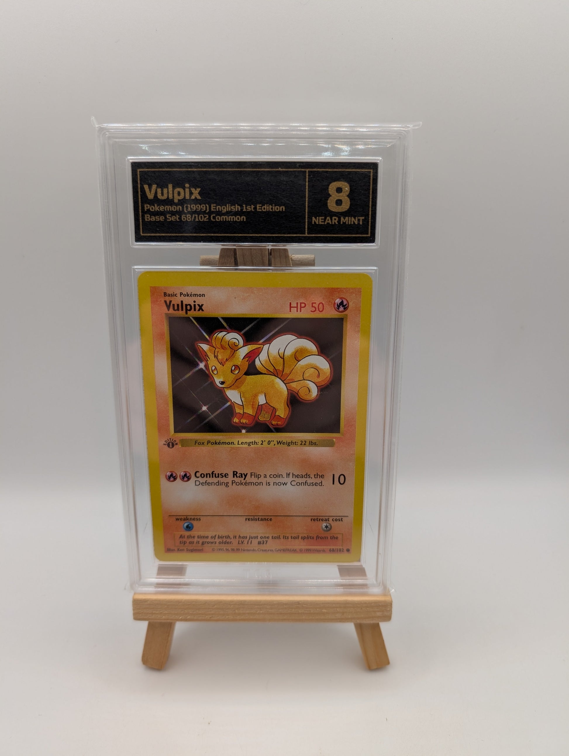 GRADED 8 VULPIX 68/102 1st Edition Shadowless Base Set 1999 - Pokemon Card FRENLY BRICKS - Open 7 Days