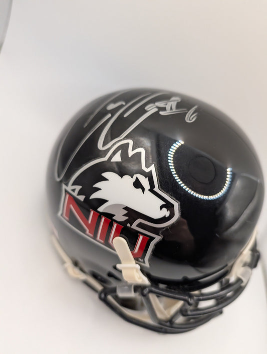 Jordan Lynch Signed Nothern Illinois Huskies Mini Helmet FRENLY BRICKS - Open 7 Days