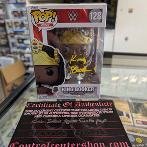 WWE - King Booker Pop! Vinyl Figure #128 signed with COA see pics FRENLY BRICKS - Open 7 Days