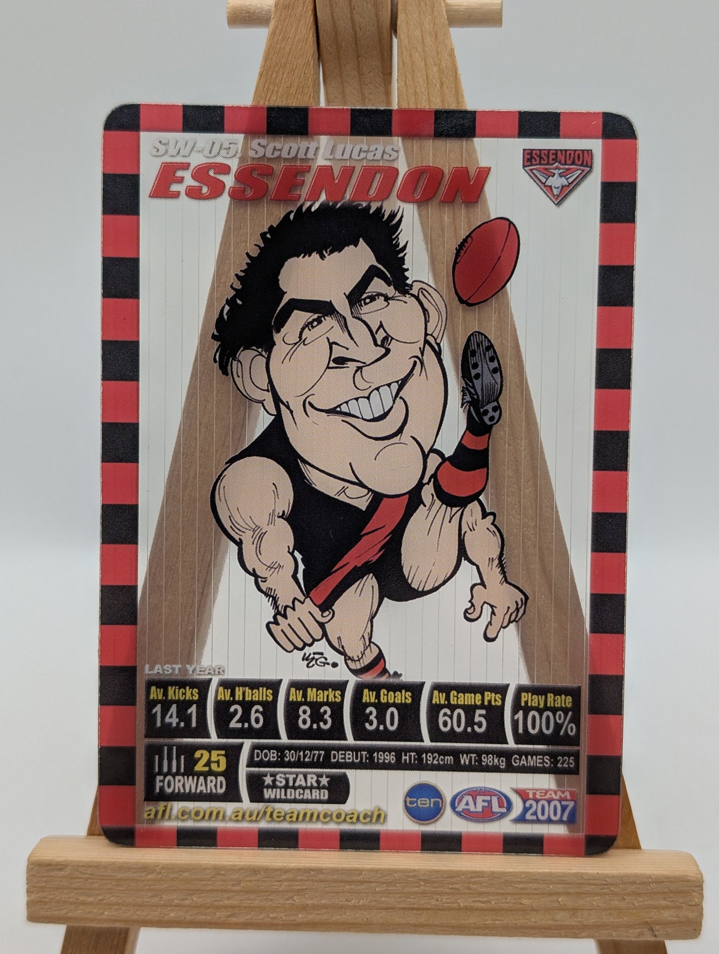 2007 AFL Teamcoach Trading Card Star Wild SW5 Scott Lucas (Essendon). FRENLY BRICKS - Open 7 Days