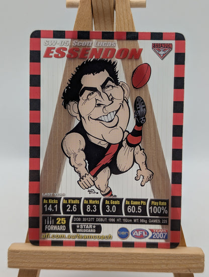 2007 AFL Teamcoach Trading Card Star Wild SW5 Scott Lucas (Essendon). FRENLY BRICKS - Open 7 Days