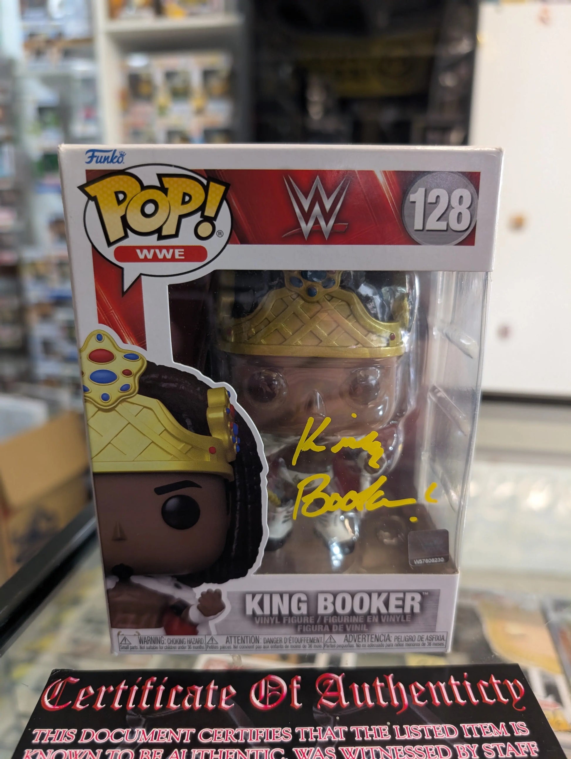 WWE - King Booker Pop! Vinyl Figure #128 signed with COA see pics FRENLY BRICKS - Open 7 Days