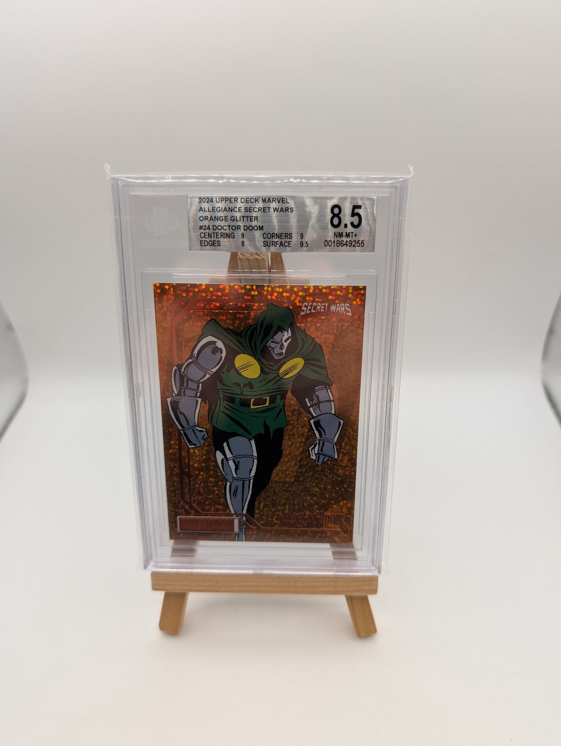 2024 Marvel Allegiance Secret Wars Orange Glitter Card #24 Doctor Doom #/199 BGS 8.5 FRENLY BRICKS - Open 7 Days