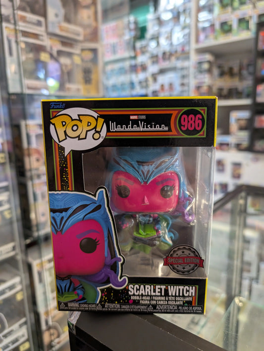 Funko Pop! Marvel WandaVision Blacklight Scarlet Witch Black New Pop 986 FRENLY BRICKS - Open 7 Days