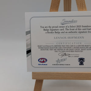 2025 AFL Select Seamless Rookie Badge Signature Lennox Hofmann /70 FRENLY BRICKS - Open 7 Days