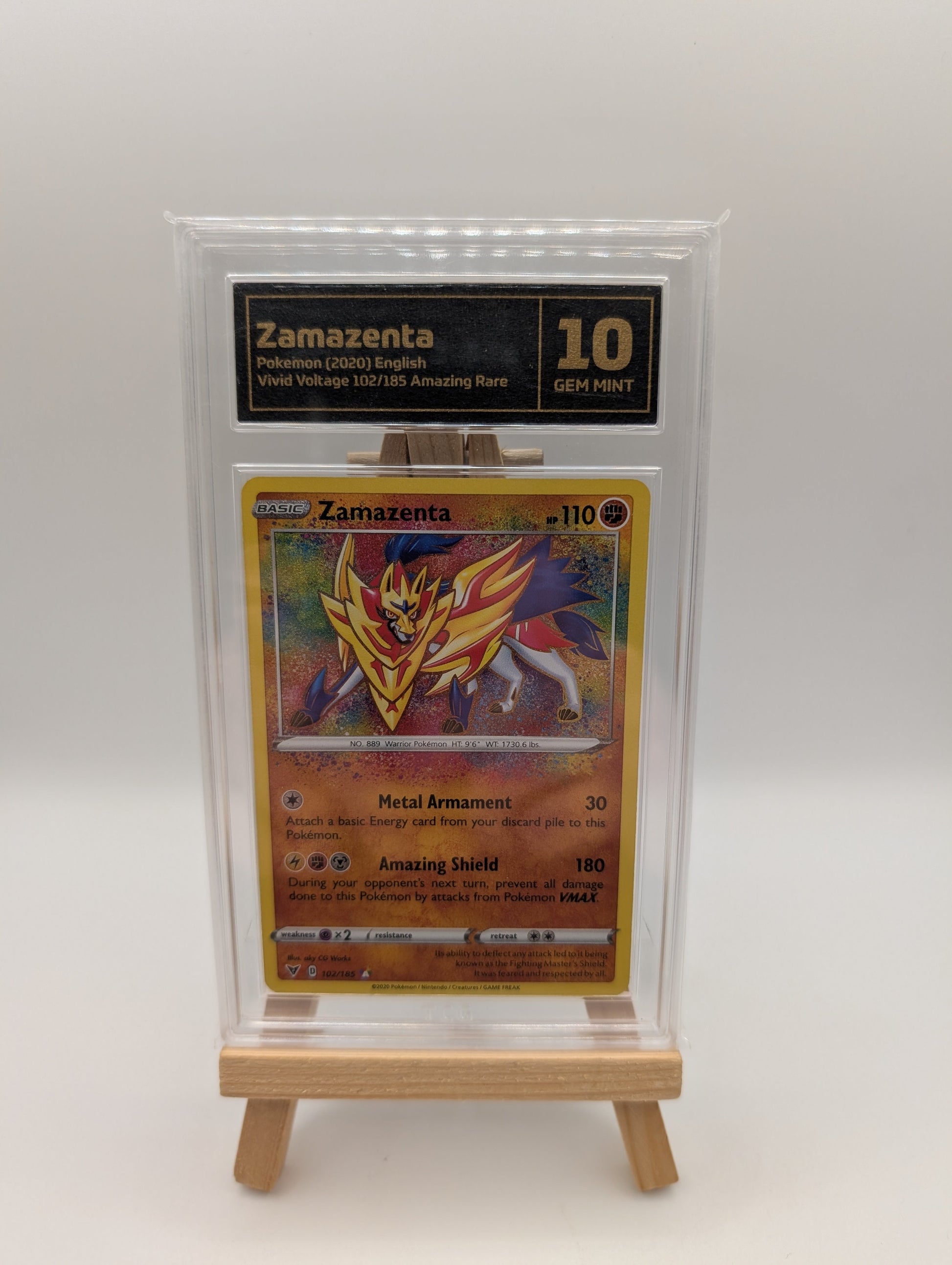 Graded 10 POKEMON -  VIVID VOLTAGE #102 ZAMAZENTA 102/185 FRENLY BRICKS - Open 7 Days