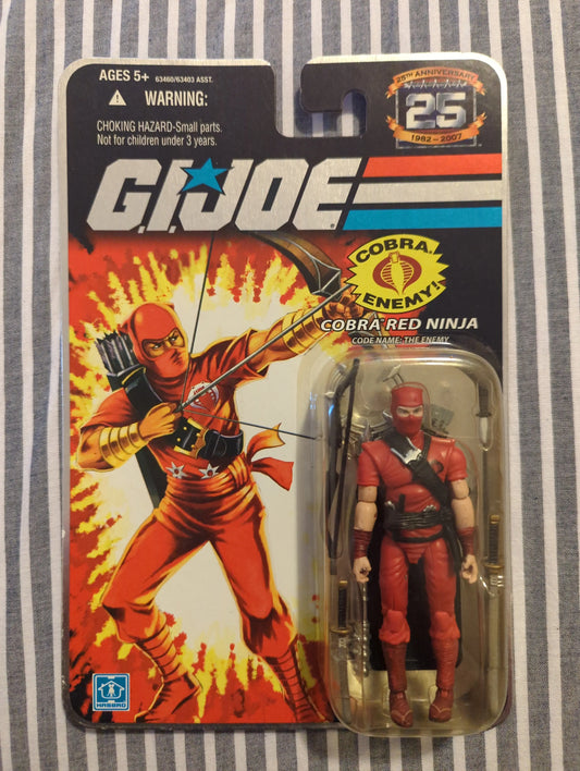 HASBRO 2007 GI Joe 25th Anniversary COBRA RED NINJA The Enemy Action Figure MOC FRENLY BRICKS - Open 7 Days