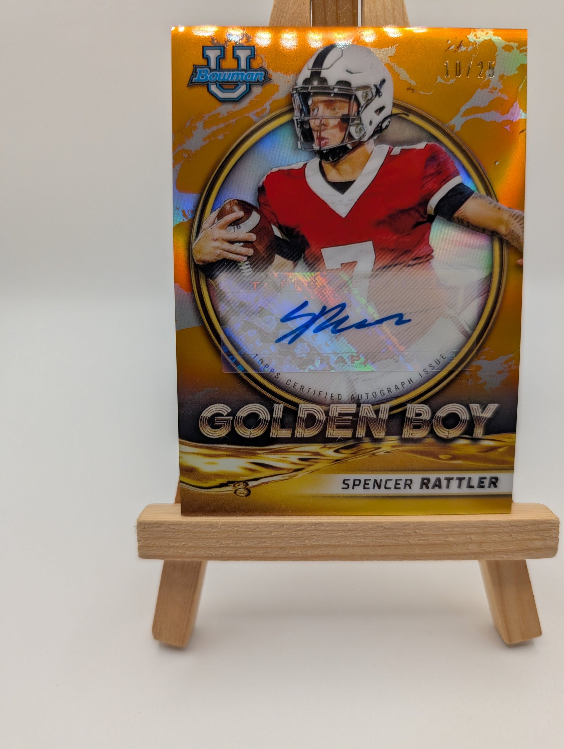 SPENCER RATTLER 2021 Bowman University Golden Boy Auto ORANGE REFRACTOR /25 RARE FRENLY BRICKS - Open 7 Days