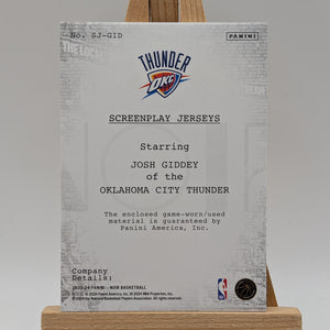 2023 Noir Screen Play Jerseys Josh Giddey Game Worn Patch /99