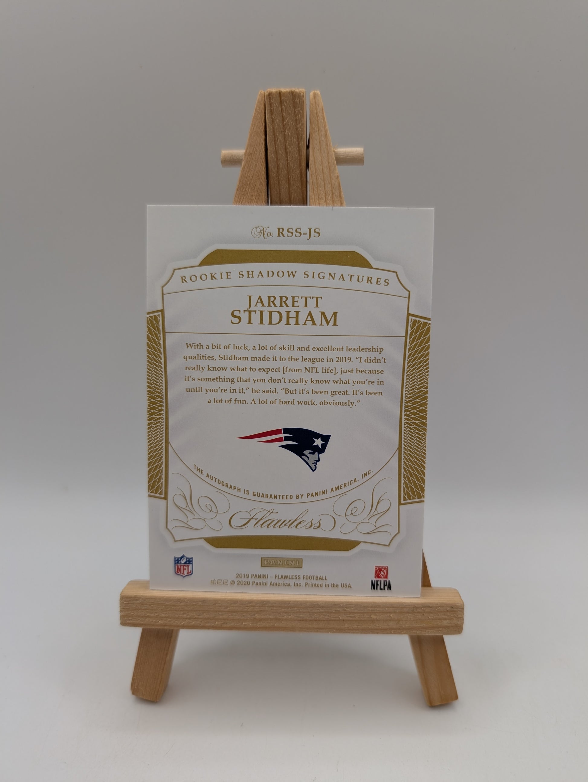 2019 Flawless Jarrett Stidham RC Shadow Signatures Gold ON CARD Auto /25 RSS-JS