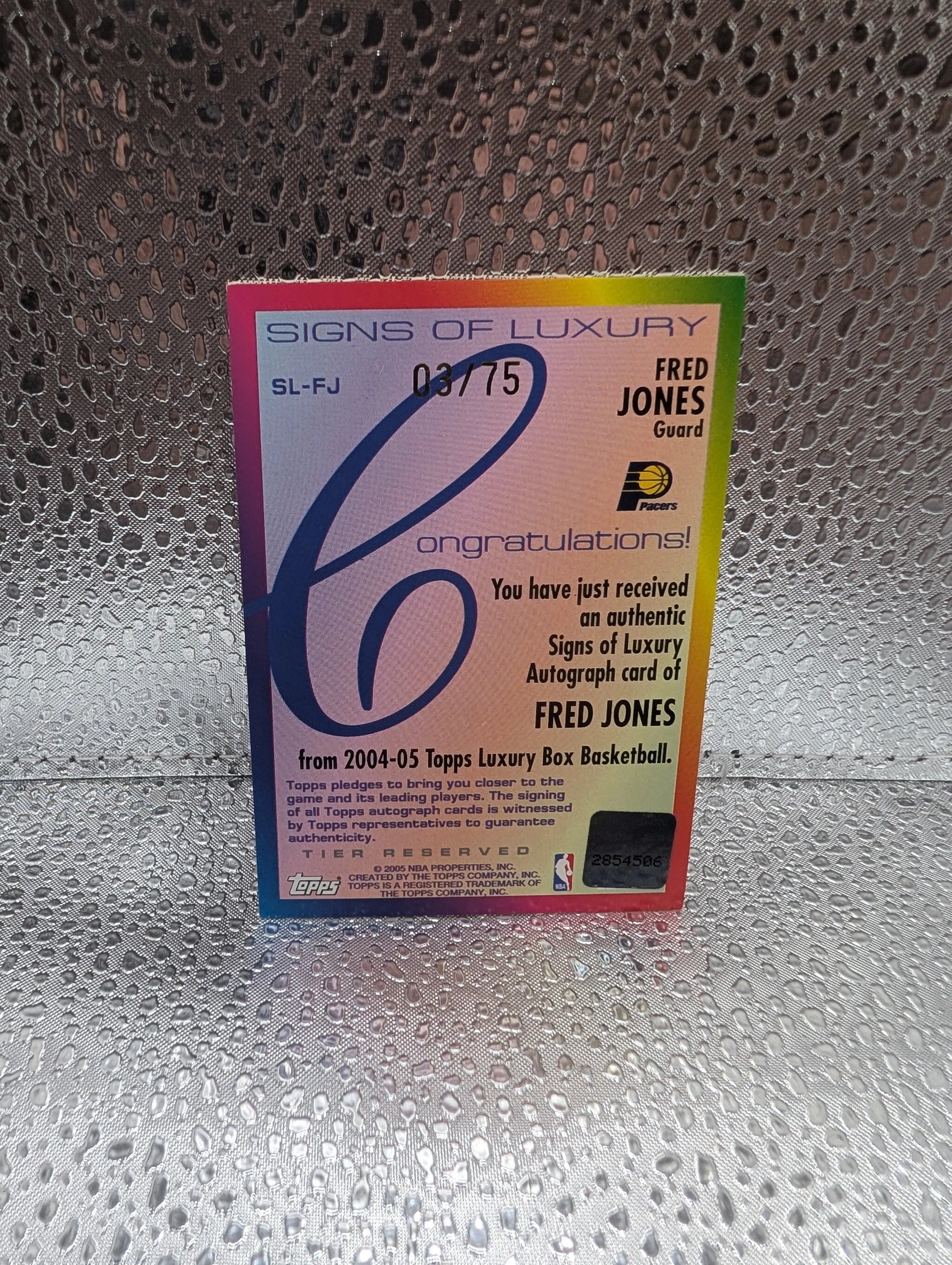 Fred Jones-Pacers-2004-05 Luxury Box Signs of Luxury Autograph #SL-FJ /75 FRENLY BRICKS - Open 7 Days