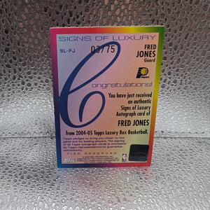 Fred Jones-Pacers-2004-05 Luxury Box Signs of Luxury Autograph #SL-FJ /75 FRENLY BRICKS - Open 7 Days