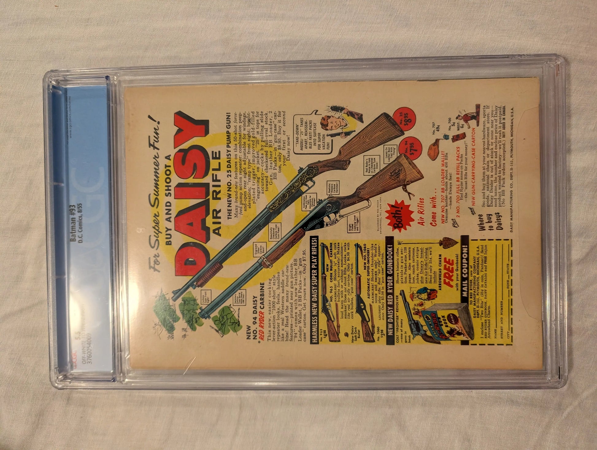 Batman #93 CGC 5.5 DC Detective Comics 1955 Win Mortimer Prof Carter Nichols App FRENLY BRICKS - Open 7 Days
